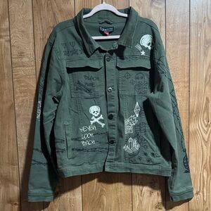 Green Graphic Denim Jacket